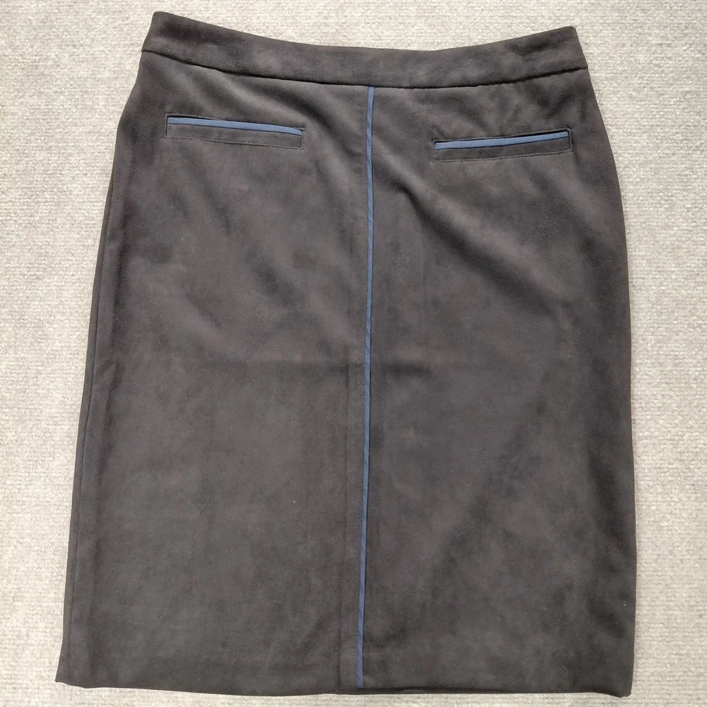 J. MCLAUGHLIN Black Navy Stripe Sonya Faux Suede Career Pencil Skirt Size‎ 6 NEW